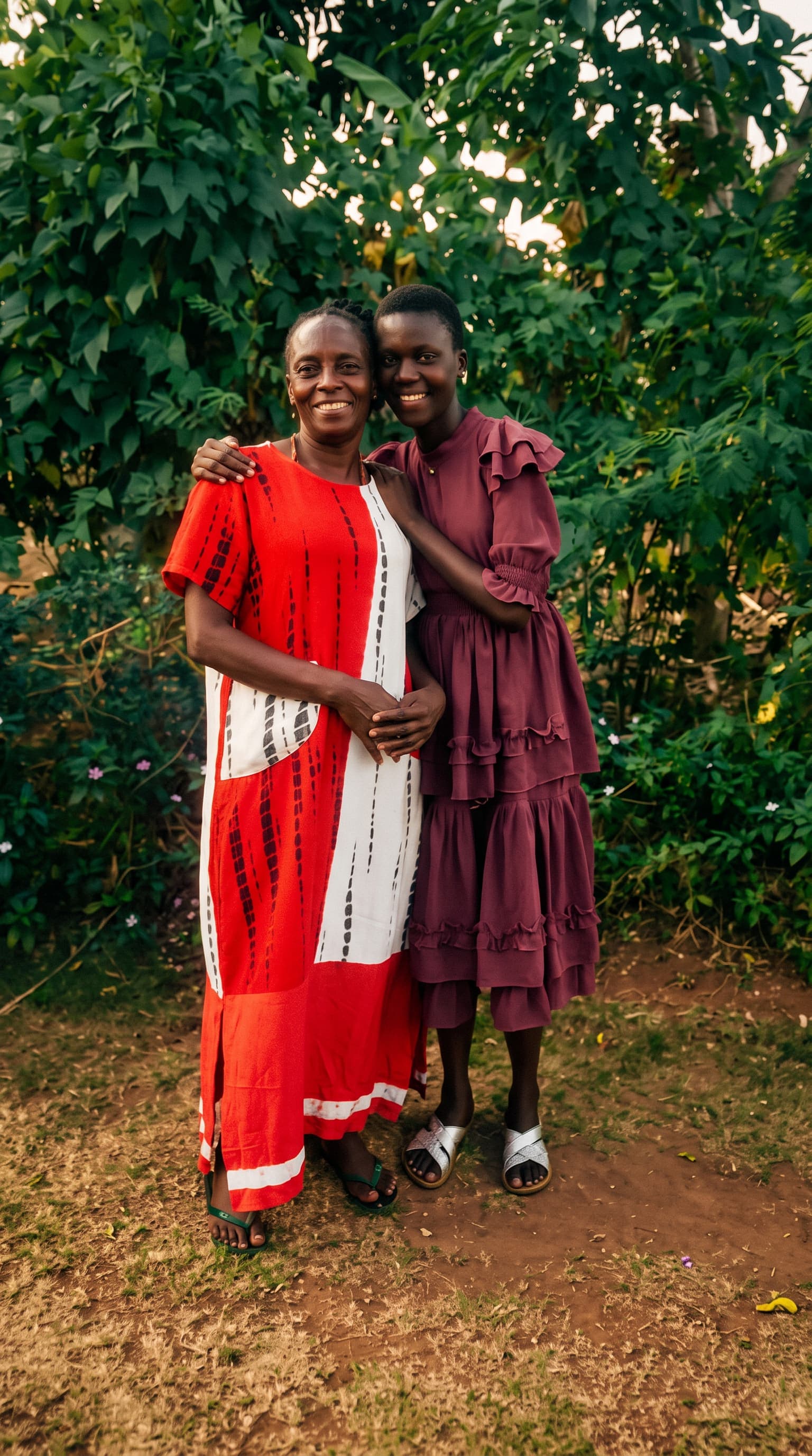 Zwei Frauen des Projekts herzlich Arm in Arm in Mwanza, Tansania